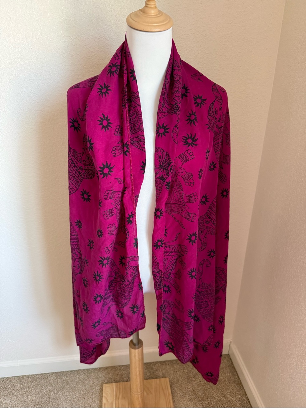 Magenta Elephant Print Swim Sarong
